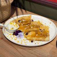 Crepe Suzette with Vanilla Ice Cream